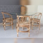 Cane Natural Restaurant Table With 4 Chairs